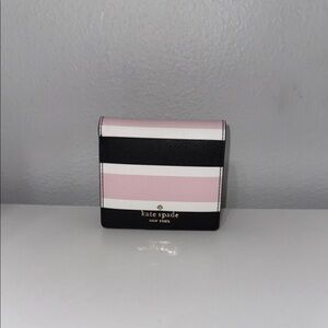 Kate Spade Black, Pink, and White Striped Wallet